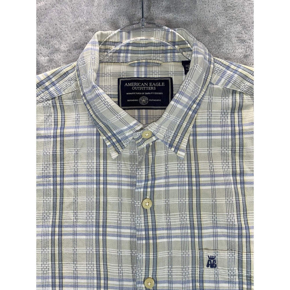 American Eagle Plaid Button Shirt Short Sleeve Casual XXL